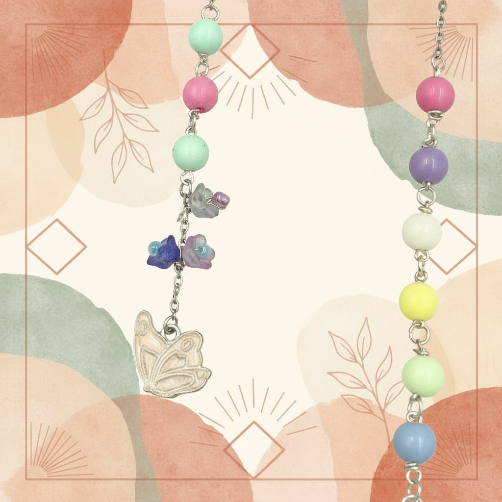 Pastel Beaded Mermaid Hairpin with Charms