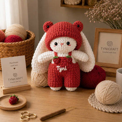 Personalized Crochet Bunny Plush Doll | Custom Name Bunny Stuffed Animal