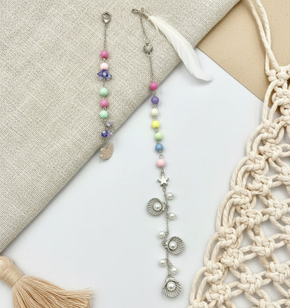 Pastel Beaded Mermaid Hairpin with Charms