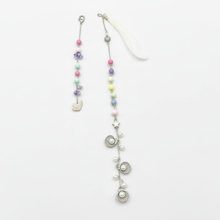 Pastel Beaded Mermaid Hairpin with Charms