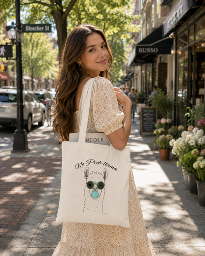 Hand Painted Alpaca Tote Bag, Cute Llama Canvas Tote