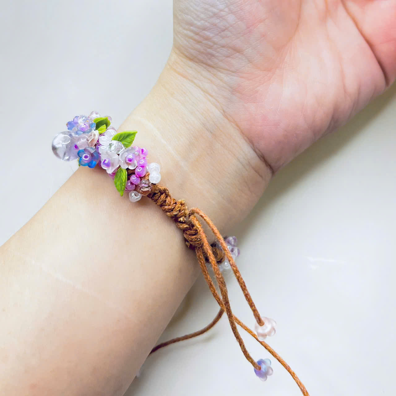 Flower and Raw Amethyst Bracelet