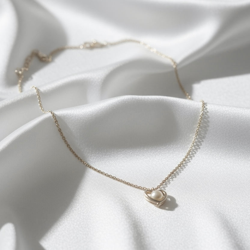 Sterling Silver 925 Heart Pearl Neck