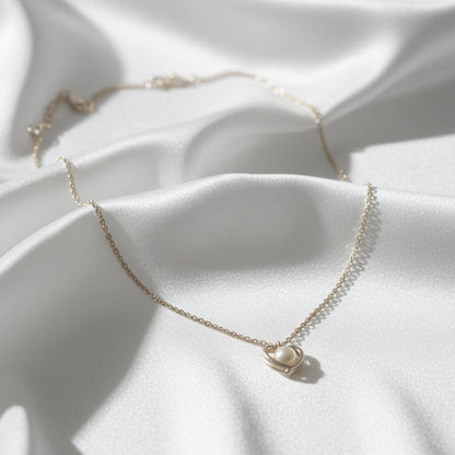 Sterling Silver 925 Heart Pearl Neck
