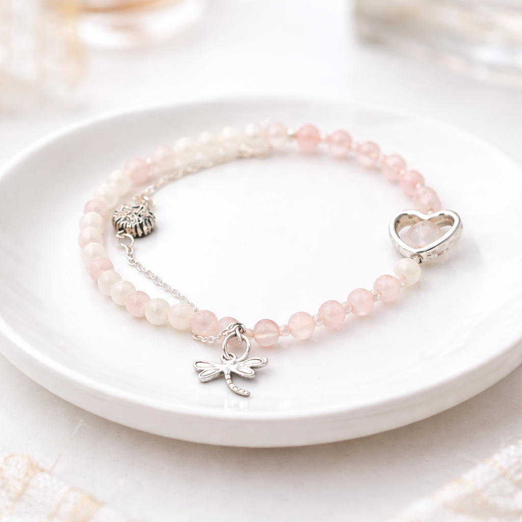 Rose Quartz - White Quartz Bracelet