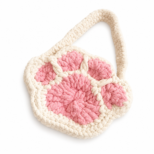 Custom Crochet Paw Print Bag with Magnetic Snap Closure