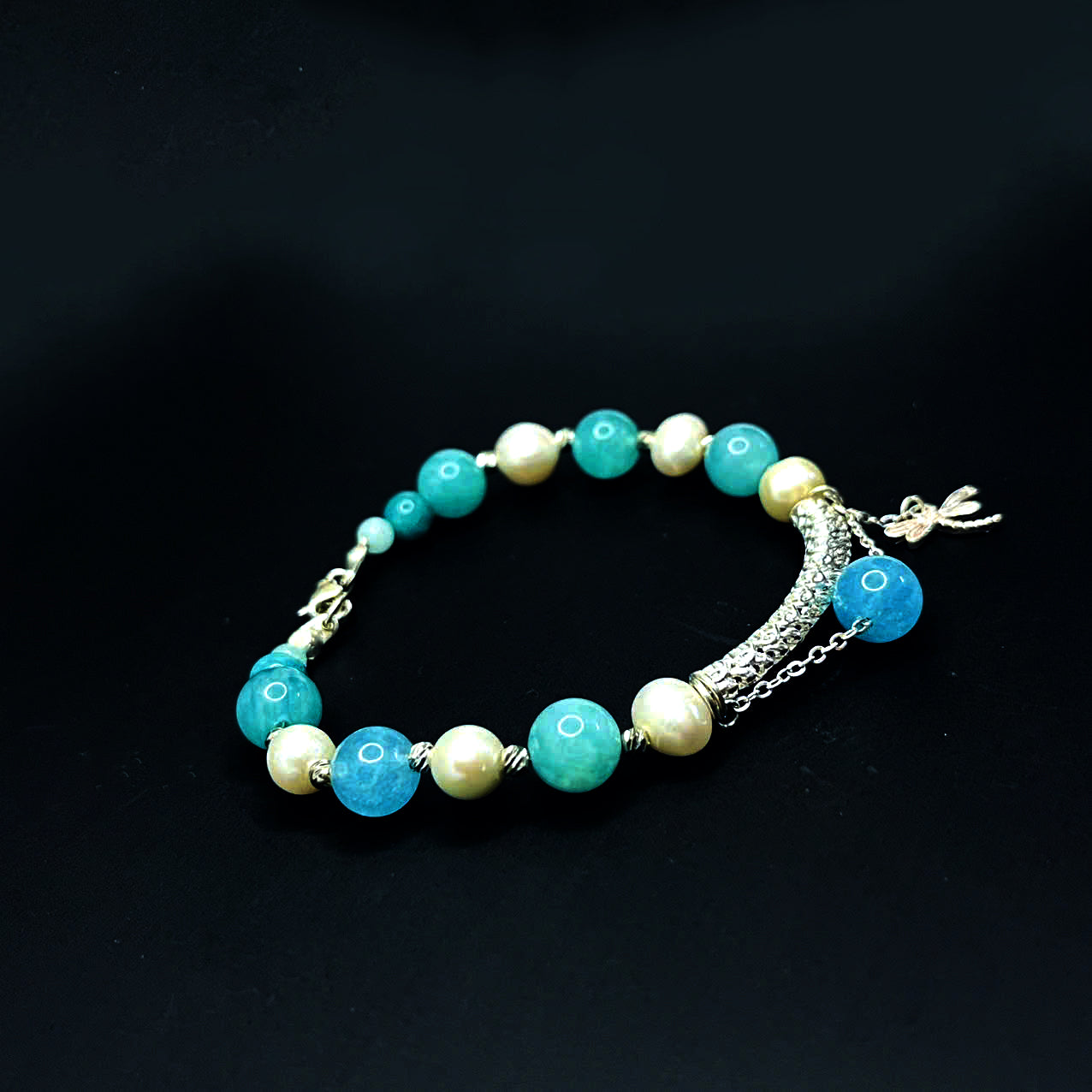 Amazonite and Freshwater Pearl Bracelet