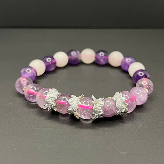 Amethyst and Rose Quartz Beads Bracelet