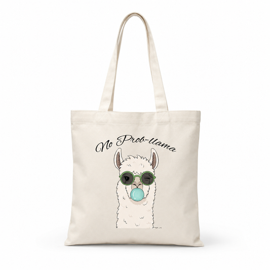 Hand Painted Alpaca Tote Bag, Cute Llama Canvas Tote