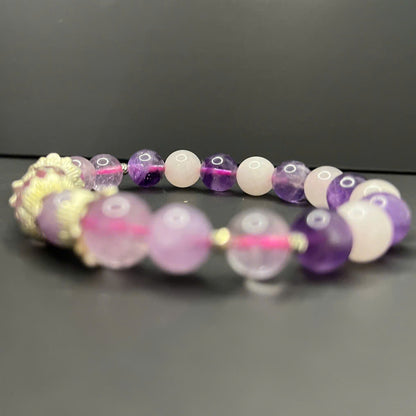 Amethyst and Rose Quartz Beads Bracelet