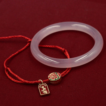 Lucky Red String Bracelet & Chalcedony Gemstone Bracelet Set – Handcrafted Harmony and Good Fortune