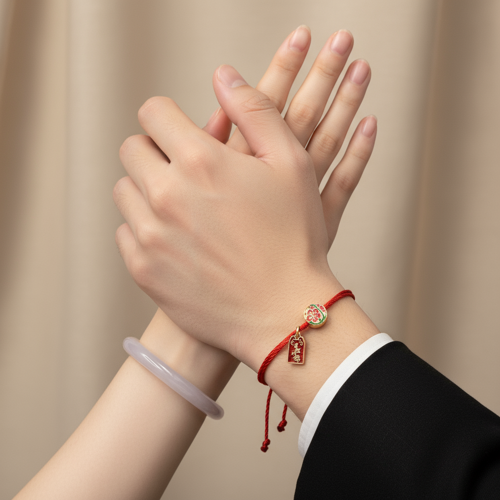 Lucky Red String Bracelet & Chalcedony Gemstone Bracelet Set – Handcrafted Harmony and Good Fortune