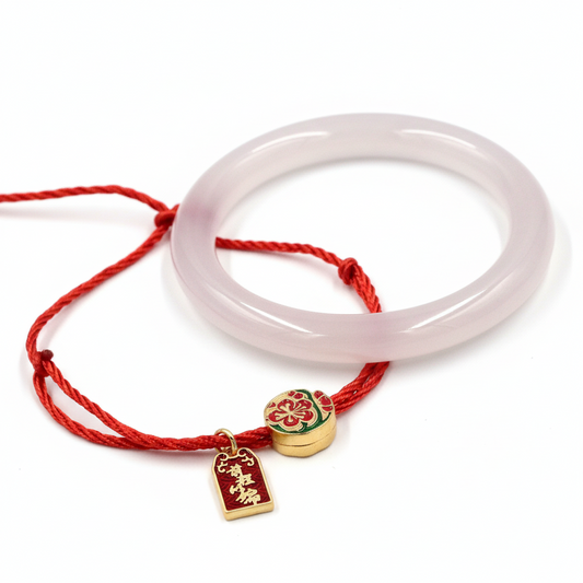 Lucky Red String Bracelet & Chalcedony Gemstone Bracelet Set – Handcrafted Harmony and Good Fortune