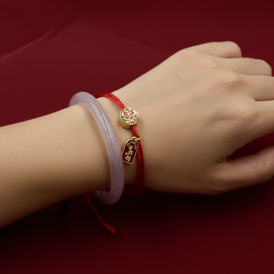 Lucky Red String Bracelet & Chalcedony Gemstone Bracelet Set – Handcrafted Harmony and Good Fortune