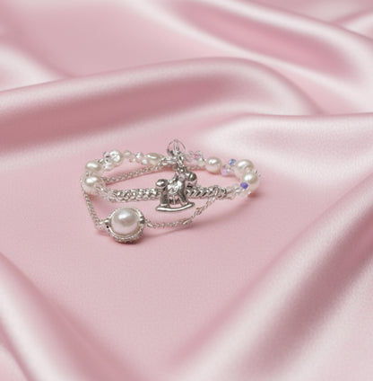 Tết 2026 Pastel Crystal & Pearl Horse Bracelet
