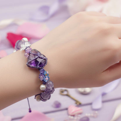 Heart Amethyst Bracelet – Raw Purple Stone
