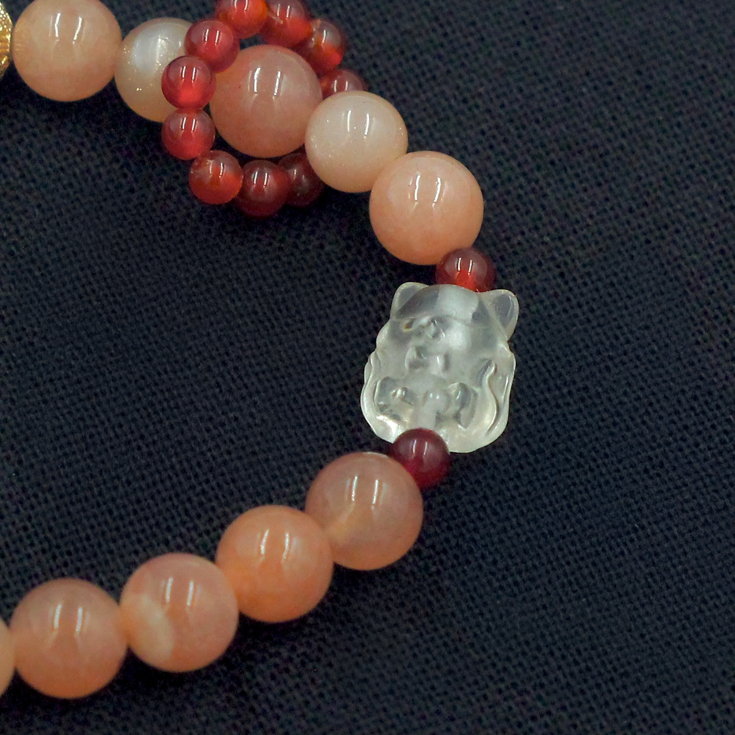 Sunstone Bracelet With Transparent White Quartz Fox
