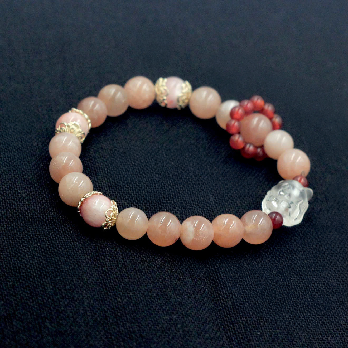 Sunstone Bracelet With Transparent White Quartz Fox