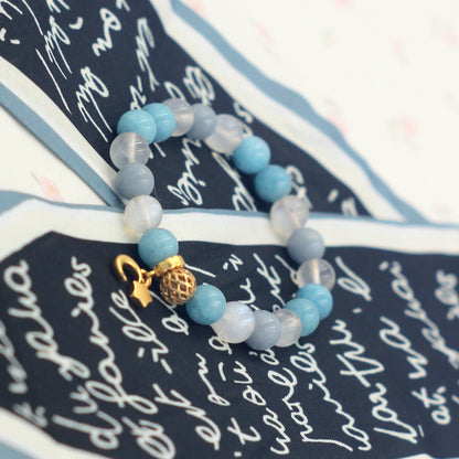 Moonstone Blue Agate Angelite Bracelet