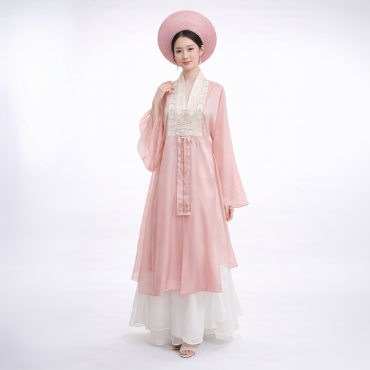 Pastel Pink Vietnam Traditional Attire Set - Pastel Pink Nhat Binh