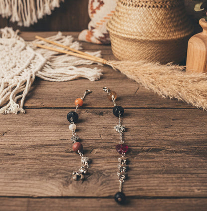 Boho Hair Clip Chain with Artificial Stones