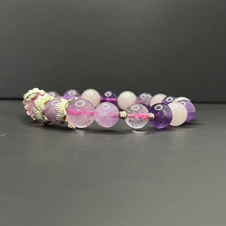 Amethyst and Rose Quartz Beads Bracelet