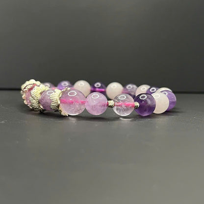 Amethyst and Rose Quartz Beads Bracelet