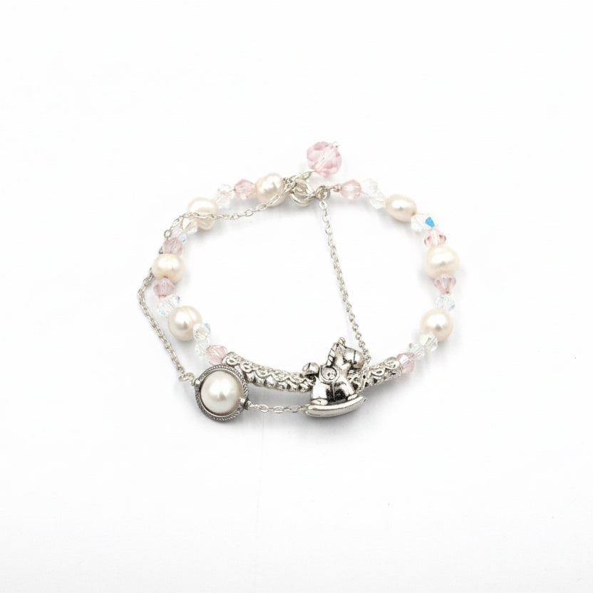 Tết 2026 Pastel Crystal & Pearl Horse Bracelet