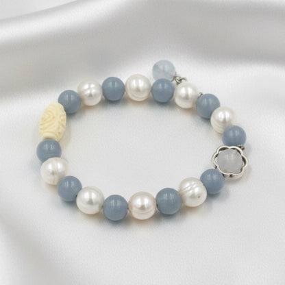 Angelite & Freshwater Pearl Bracelet
