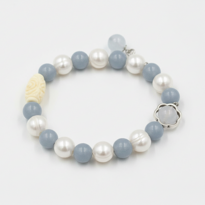 Angelite & Freshwater Pearl Bracelet