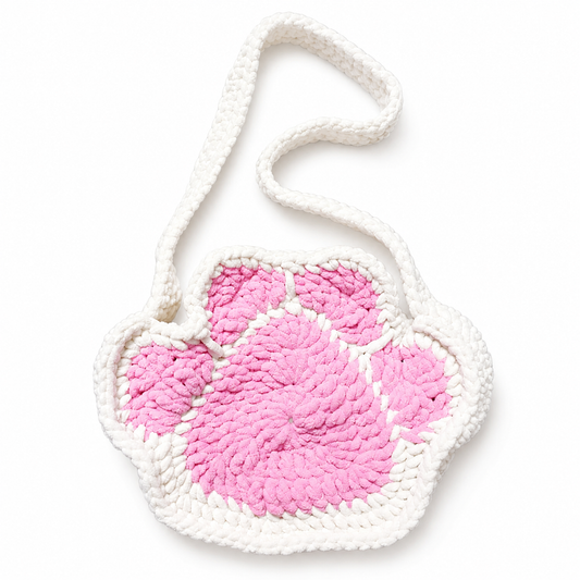 Custom Crochet Paw Print Bag with Magnetic Snap Closure