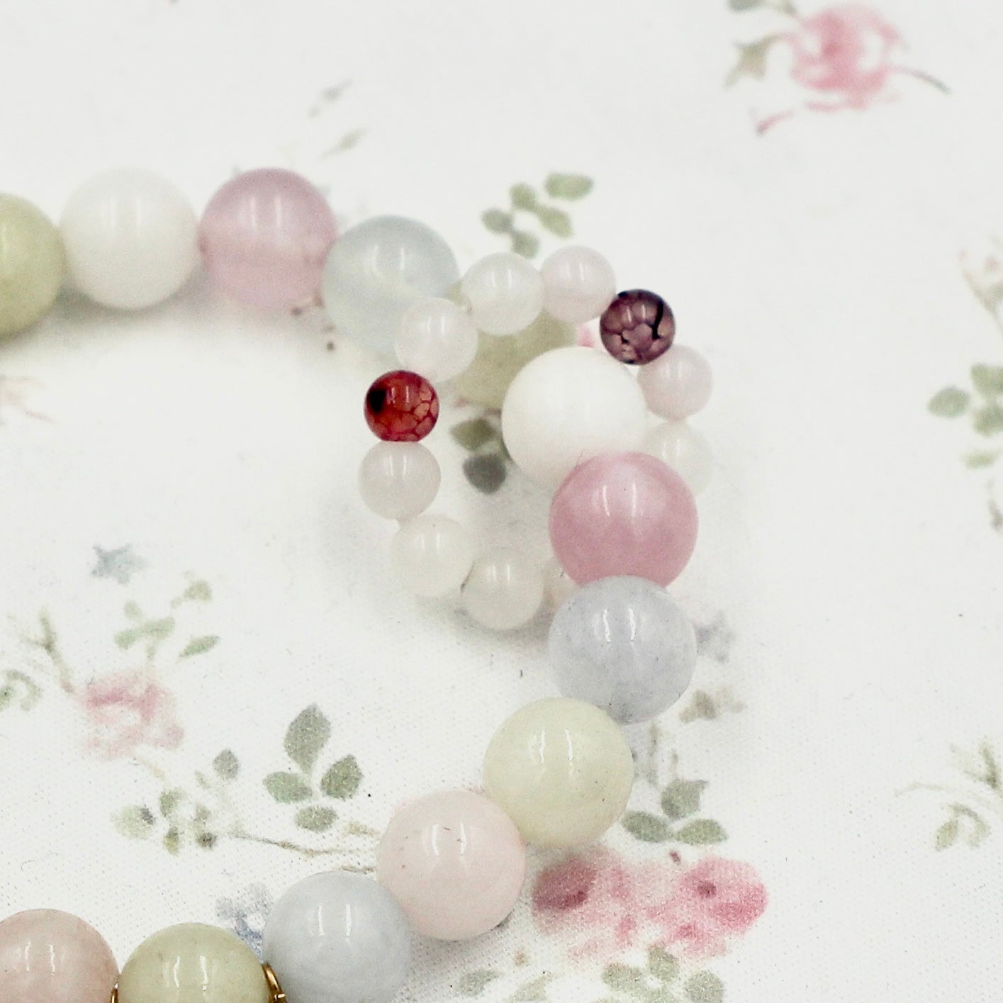 Morganite Bracele – Multi Color Gemstone Bracelet with Gold Butterfly Charm