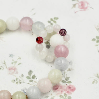 Morganite Bracele – Multi Color Gemstone Bracelet with Gold Butterfly Charm