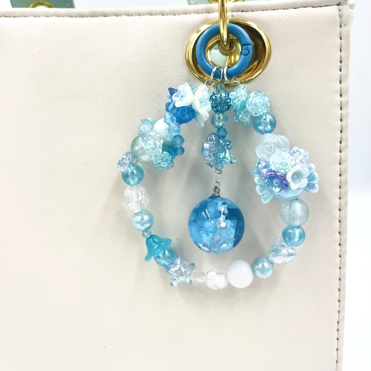 Blue Sky Dream Keychain | Handmade Phone Charm & Bag Accessory | Cute Blue Beaded Keyring | Dreamy Sky Gift for Her | Fairycore Aesthetic