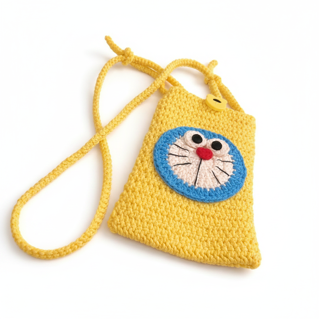 Crochet Cute Cartoon Cat Phone Bag