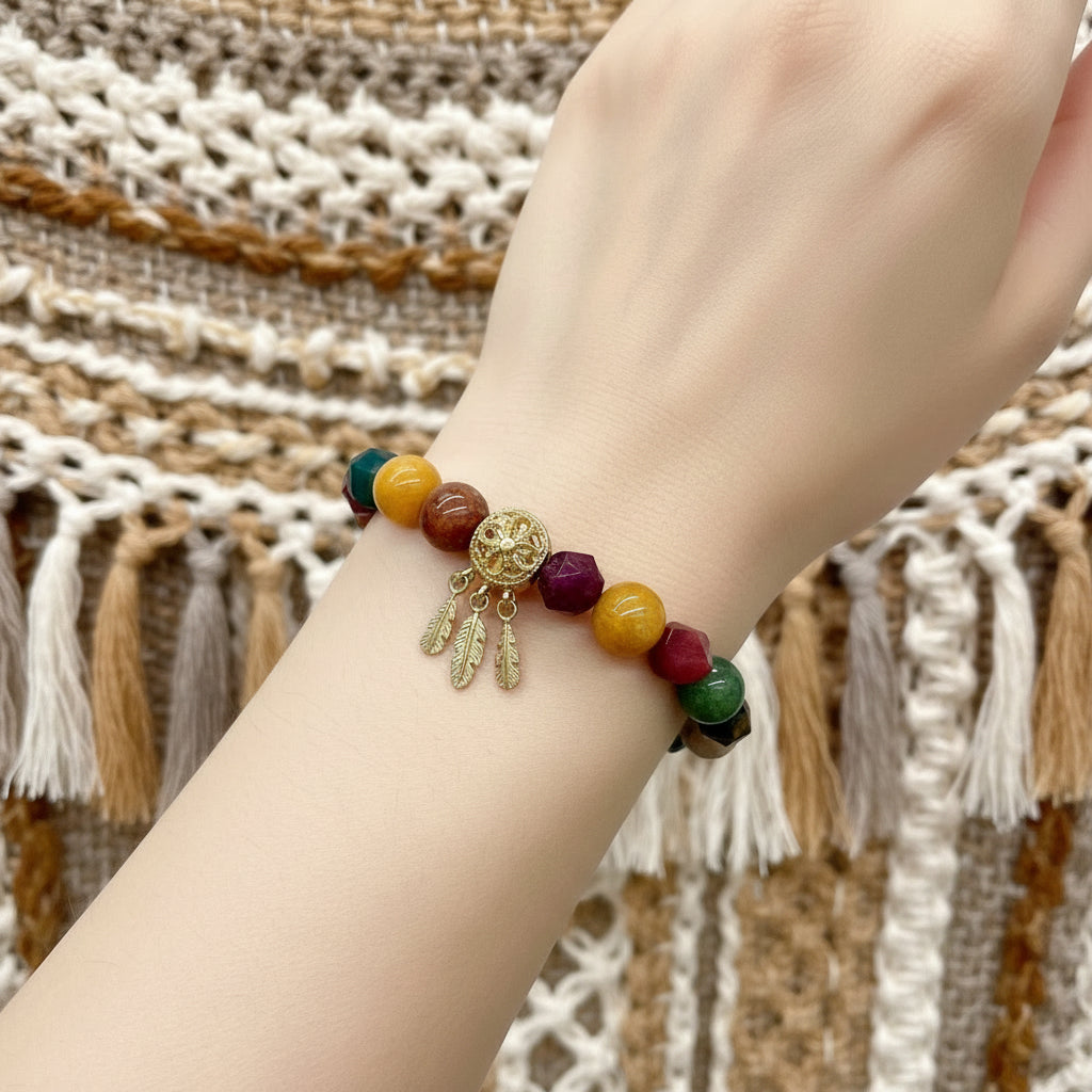 Lodolite Quartz & Faceted Tiger Eye Bracelet