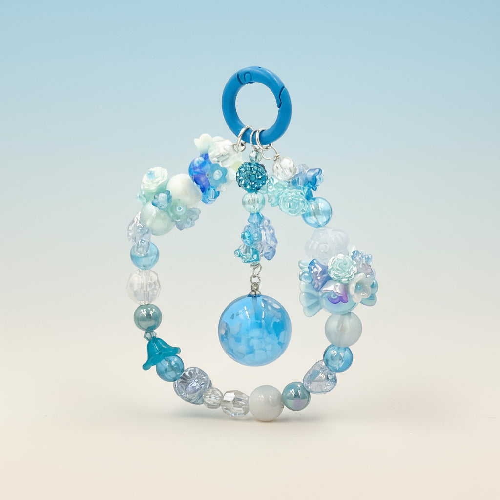 Blue Sky Dream Keychain | Handmade Phone Charm & Bag Accessory | Cute Blue Beaded Keyring | Dreamy Sky Gift for Her | Fairycore Aesthetic