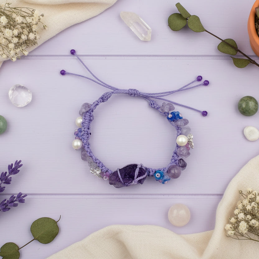 Heart Amethyst Bracelet – Raw Purple Stone