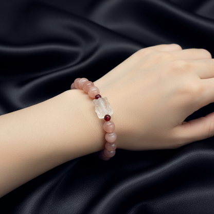 Sunstone Bracelet With Transparent White Quartz Fox