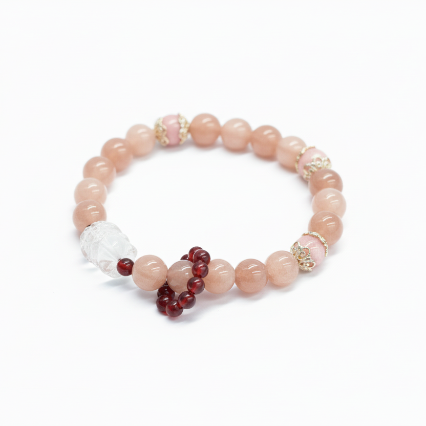 Sunstone Bracelet With Transparent White Quartz Fox