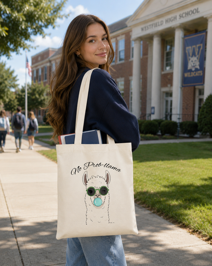 Hand Painted Alpaca Tote Bag, Cute Llama Canvas Tote