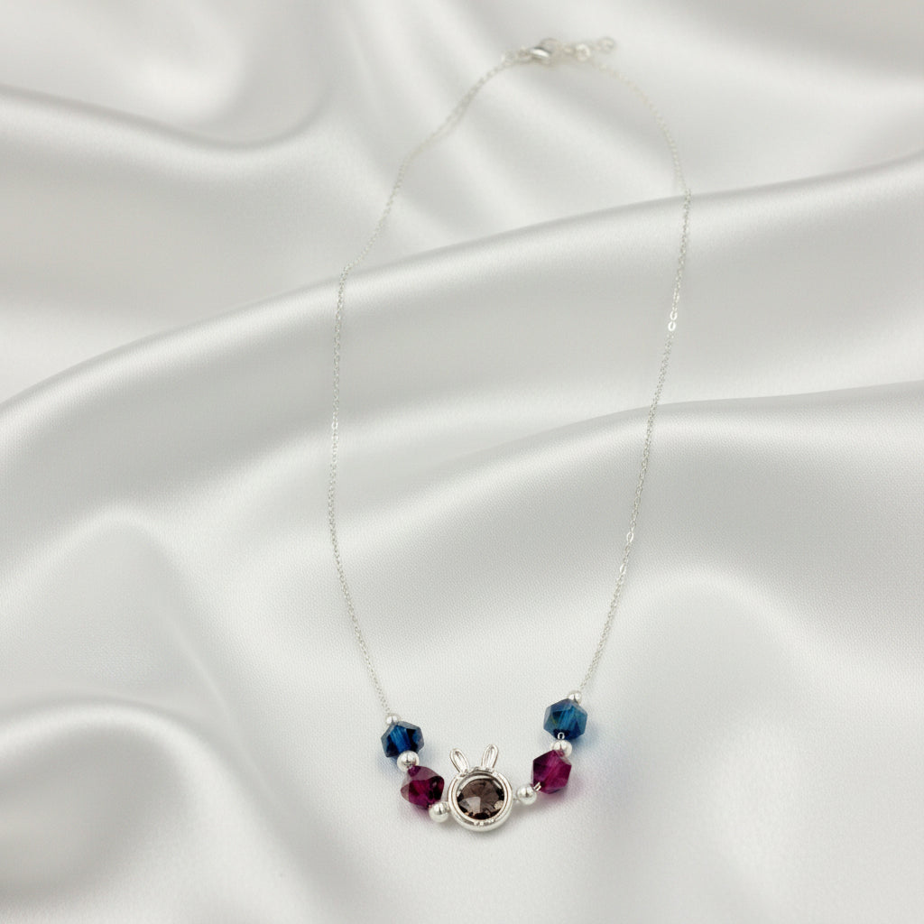 925 Silver Bunny Charm Necklace with Tiger’s Eye Gemstone | Cute Animal Pendant