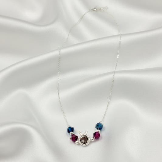 925 Silver Bunny Charm Necklace with Tiger’s Eye Gemstone | Cute Animal Pendant