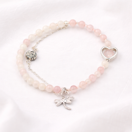 Rose Quartz - White Quartz Bracelet