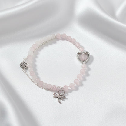 Rose Quartz - White Quartz Bracelet