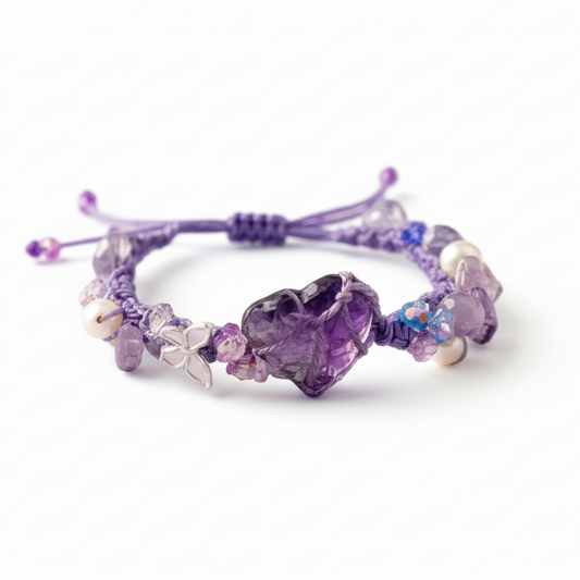 Heart Amethyst Bracelet – Raw Purple Stone