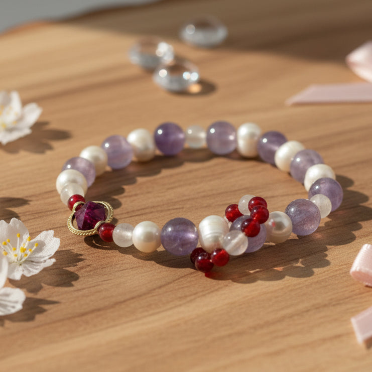 Amethyst & Freshwater Pearl Bracel