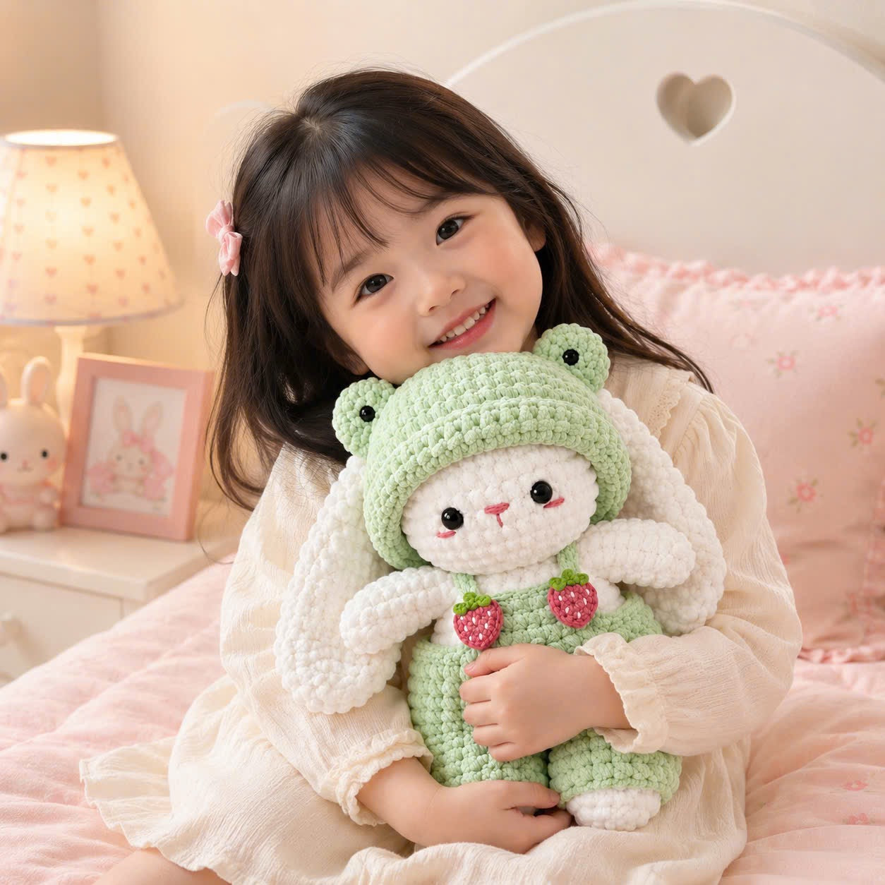 Personalized Crochet Bunny Plush Doll | Custom Name Bunny Stuffed Animal