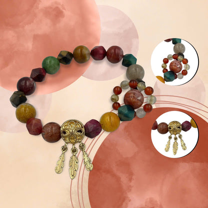 Lodolite Quartz & Faceted Tiger Eye Bracelet