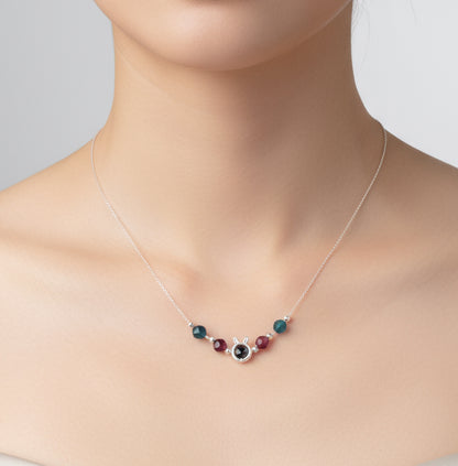 925 Silver Bunny Charm Necklace with Tiger’s Eye Gemstone | Cute Animal Pendant